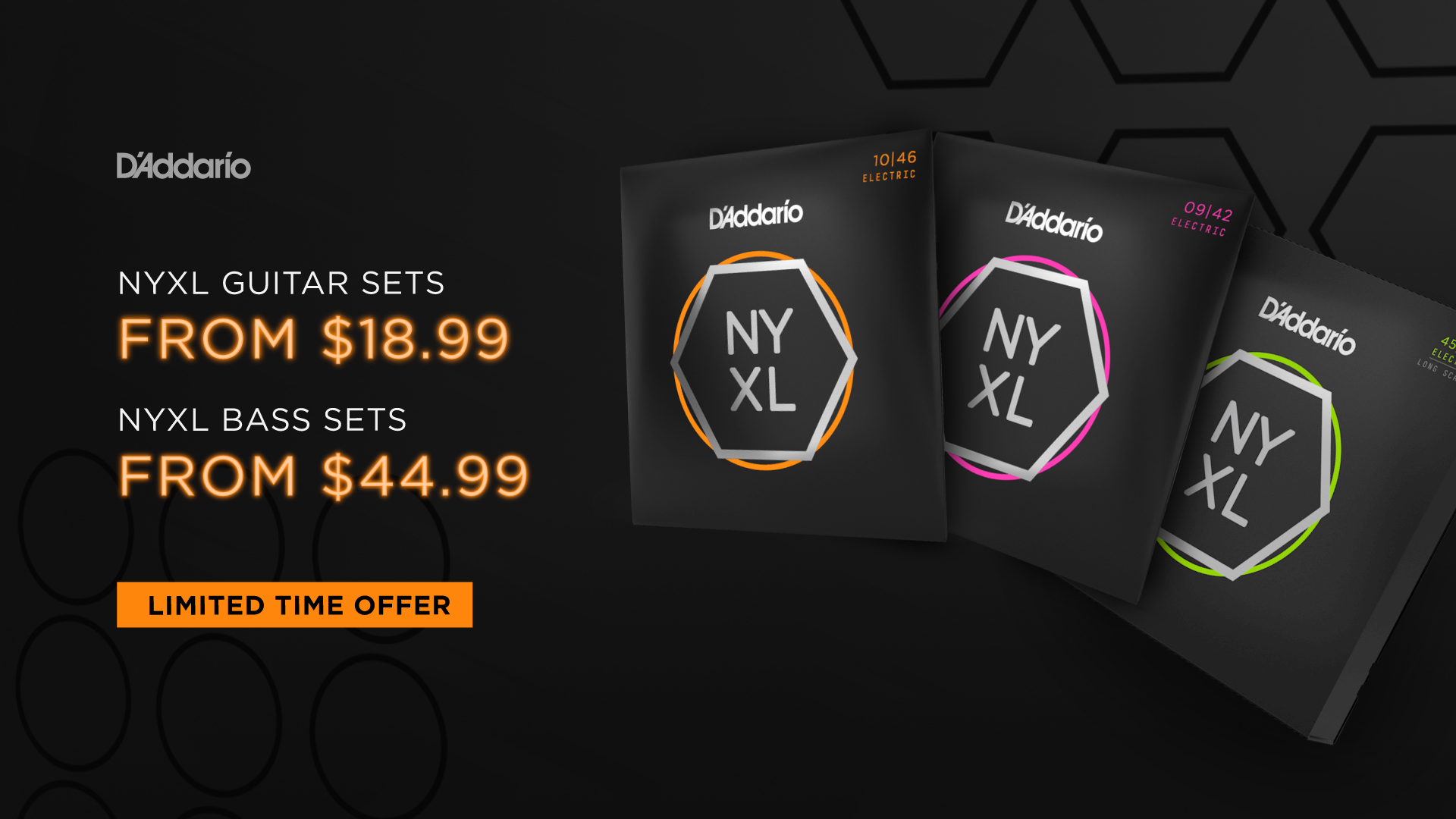 D'Addario NYXL Guitar & Bass String Promo