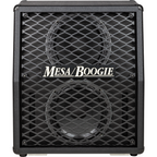 Mesa Boogie VTG Split Back 2x12 vertical guitar speaker cabinet in black, featuring two large speakers and a sturdy black finish.