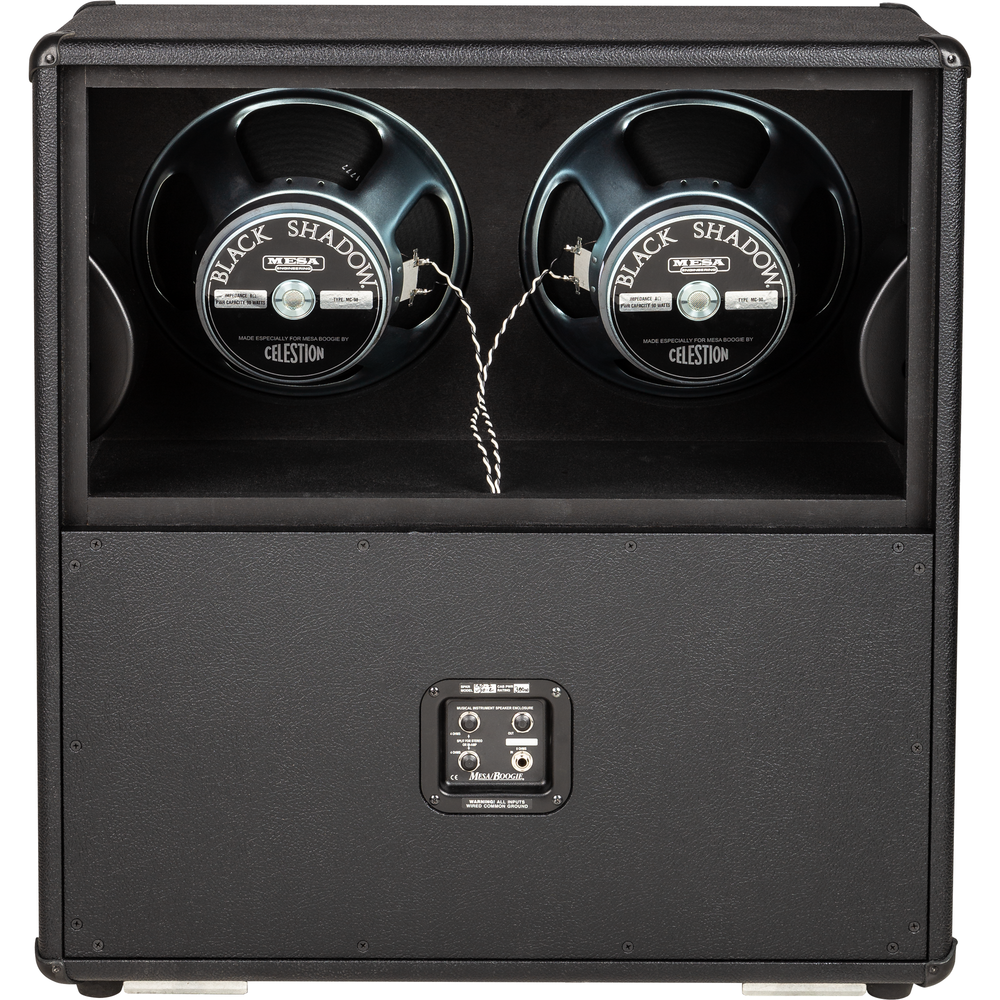 Mesa Boogie VTG Split Back 4x12 slanted speaker cabinet in black, featuring four large speakers for guitar amplifiers.