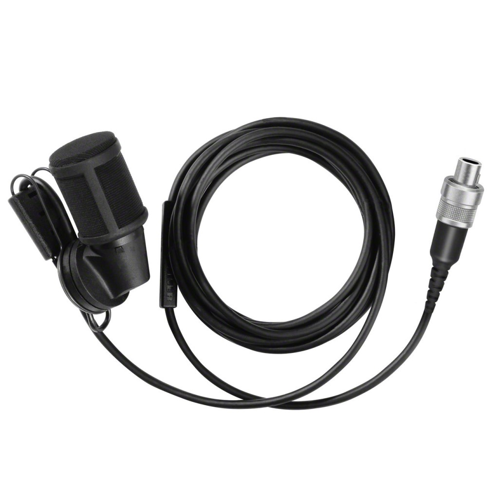 Sennheiser MKE40-4 wired cardioid clip-on lavalier microphone for live audio recording and broadcasting.