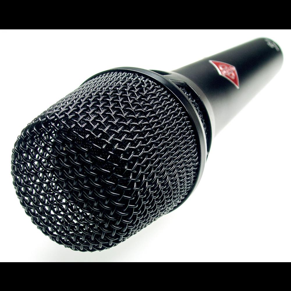 Neumann KMS 105 BK handheld condenser vocal microphone in black, wired live microphone for professional performances.