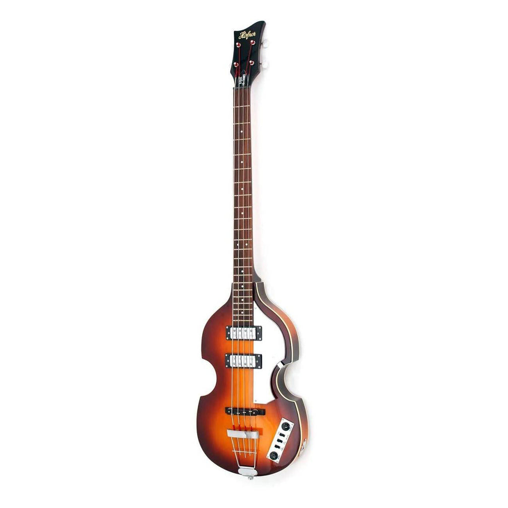 Hofner Ignition Series Cavern 1961 style electric bass guitar in sunburst finish with H64 VB case.