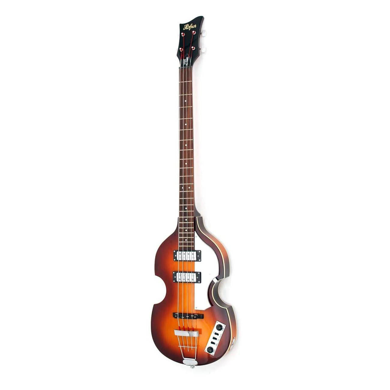 Hofner Ignition Series Cavern 1961 style electric bass guitar in sunburst finish with H64 VB case.