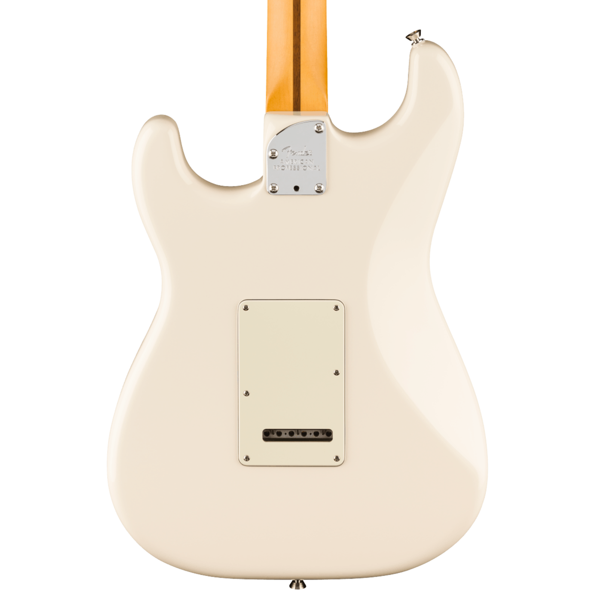 Fender American Pro Stratocaster RW FB electric guitar in Olympic White with maple neck and three single-coil pickups.