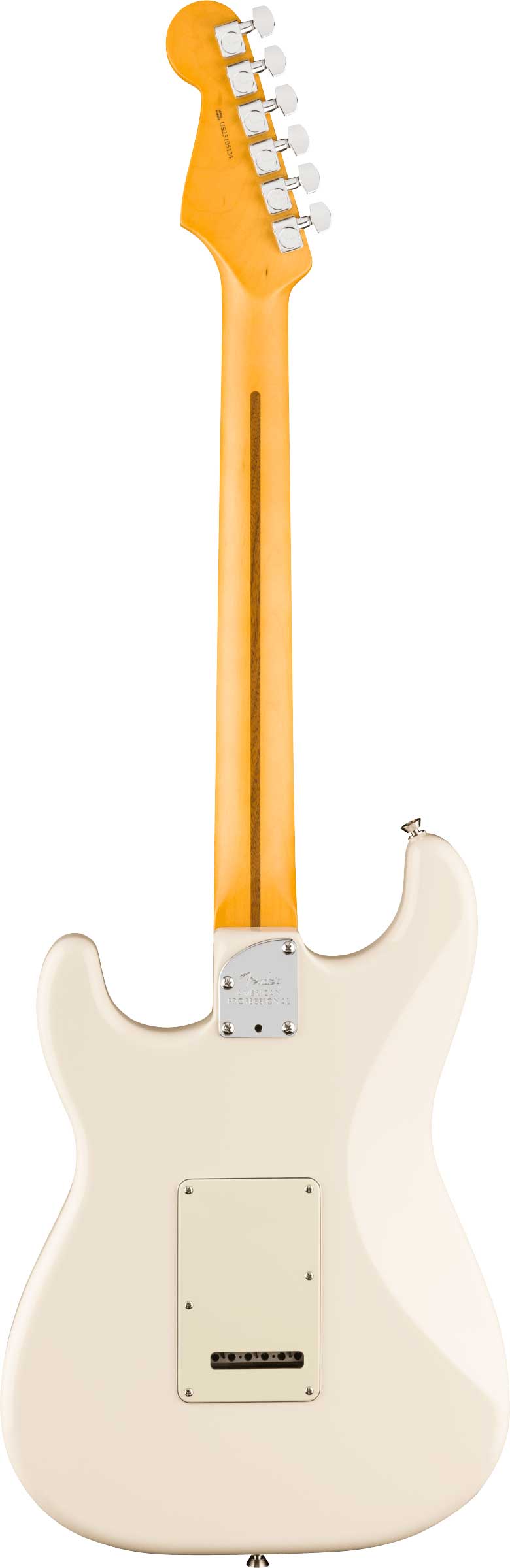 Fender American Pro Stratocaster Maple FB Olympic White — full rear view