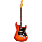 Fender American Pro Stratocaster HSS electric guitar with aged cherry burst finish, rosewood fingerboard, and HSS pickup configuration.