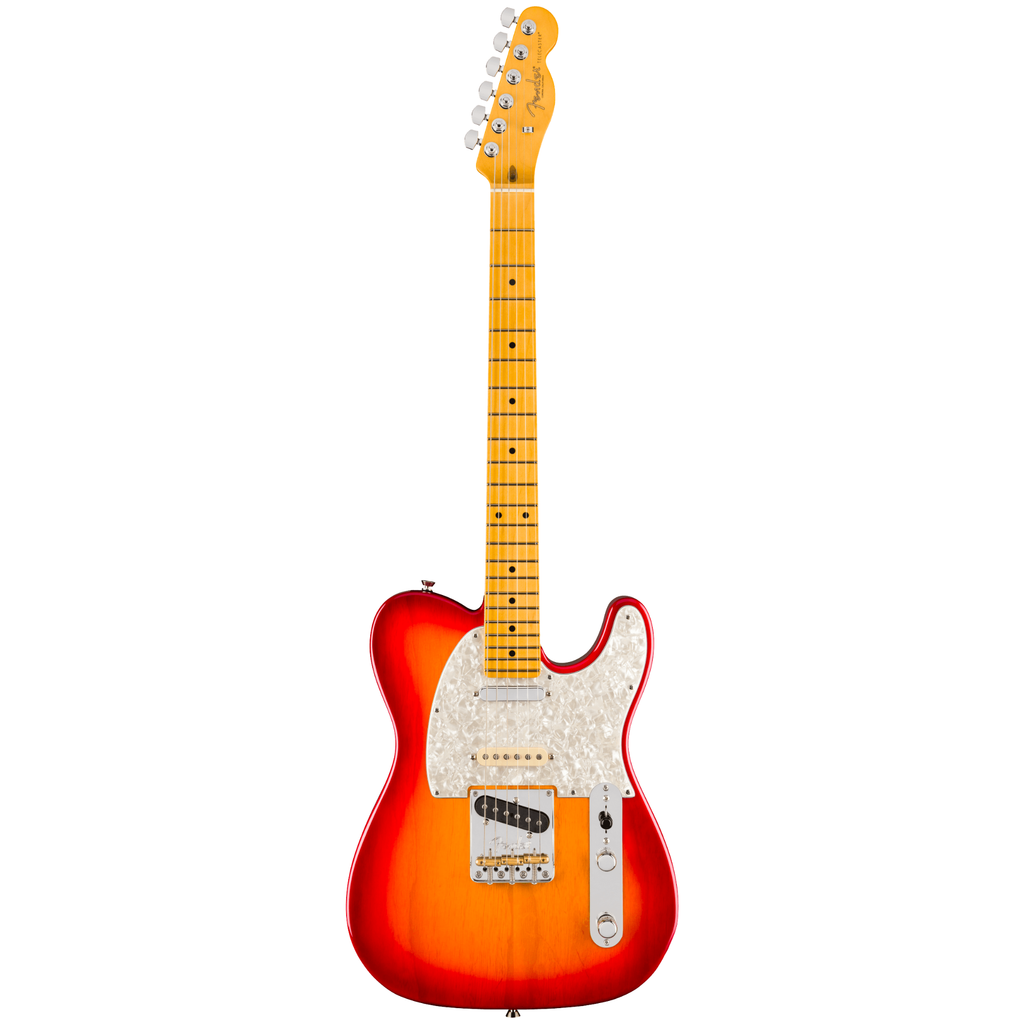 Fender American Pro Hot Shot Telecaster electric guitar with maple fretboard and aged cherry burst finish.