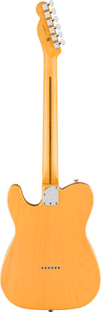 Fender American Pro Hot Shot Telecaster electric guitar with maple fretboard in butterscotch blonde finish, detailed close-up of body and neck