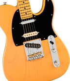 Fender American Pro Hot Shot Telecaster electric guitar with maple fretboard in butterscotch blonde finish, detailed close-up.