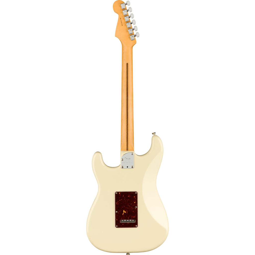 Fender American Professional II Stratocaster electric guitar with rosewood fingerboard in Olympic White finish.