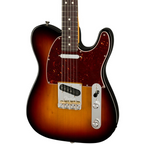 Fender American Professional II Telecaster electric guitar with rosewood fretboard in 3-color sunburst finish, showcasing its body and hardware.