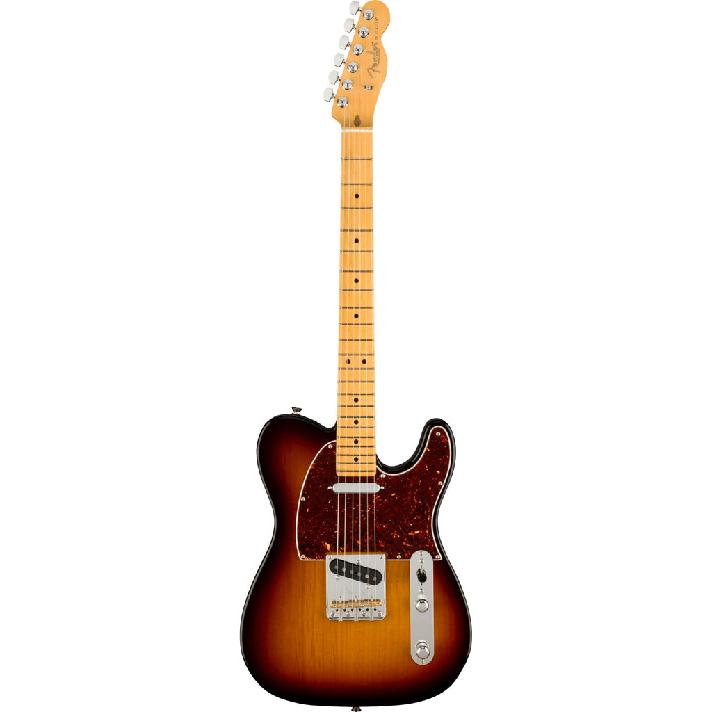 Fender American Professional II Telecaster electric guitar with maple fingerboard in 3-color sunburst finish.