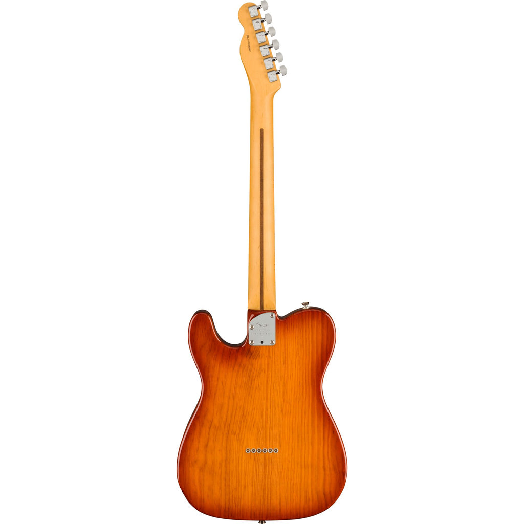Fender American Professional II Telecaster electric guitar with maple fingerboard in Sienna Sunburst finish, showcasing its body and hardware.