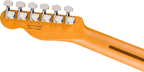 Fender American Ultra II Telecaster electric guitar with ebony fingerboard and Texas Tea finish on a stand.