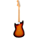 Fender Player II Mustang electric guitar with maple fingerboard in 3-color sunburst finish, showcasing the body and neck details.