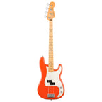 Fender Player II Precision Bass with maple fingerboard in Rallye Orange, showcasing the bass guitar's body and neck.