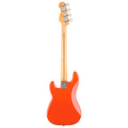 Fender Player II Precision Bass with maple fingerboard in rallye orange, showing the electric bass guitar's body and neck.