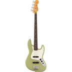 Fender Player II Jazz Bass with rosewood fingerboard and Birch Green finish, showcasing its sleek body and four-string design.
