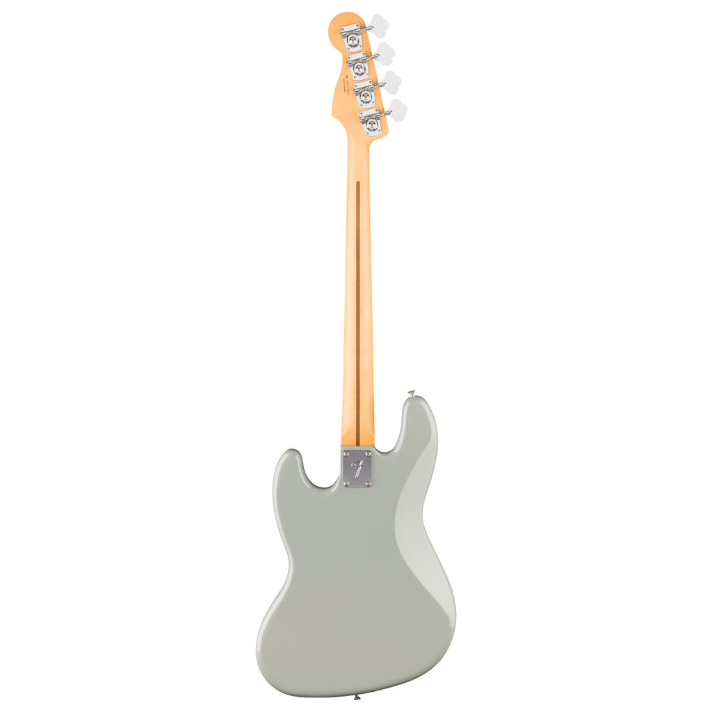 Fender Player II Jazz Bass with maple fingerboard in Cactus Gray, showcasing its sleek body and four-string design.