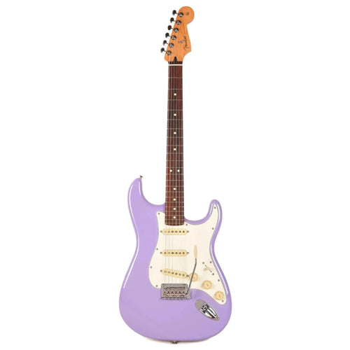 Fender Ltd Ed Player II Stratocaster electric guitar with rosewood fingerboard in Lavender Haze finish, showcasing its sleek body and pickups.
