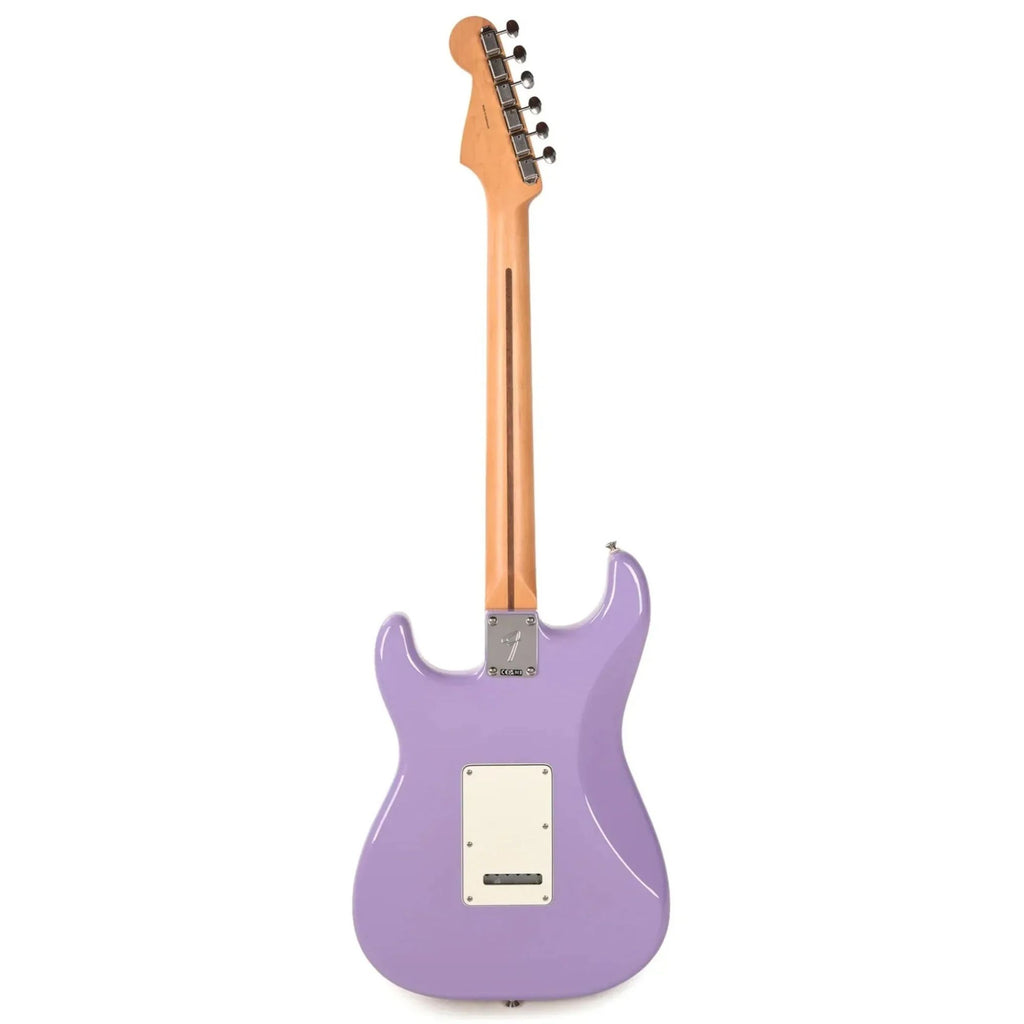 Fender Limited Edition Player II Stratocaster electric guitar with rosewood fretboard in Lavender Haze color, showcasing its body and neck.