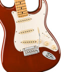 Fender Player II Stratocaster electric guitar with maple fingerboard in transparent mocha burst finish, showcasing its sleek design.