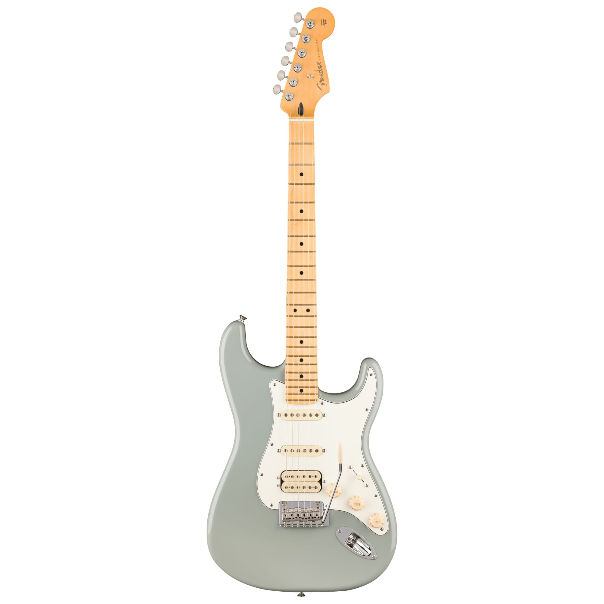 Fender Player II Stratocaster HSS electric guitar with maple fingerboard in Cactus Gray color.