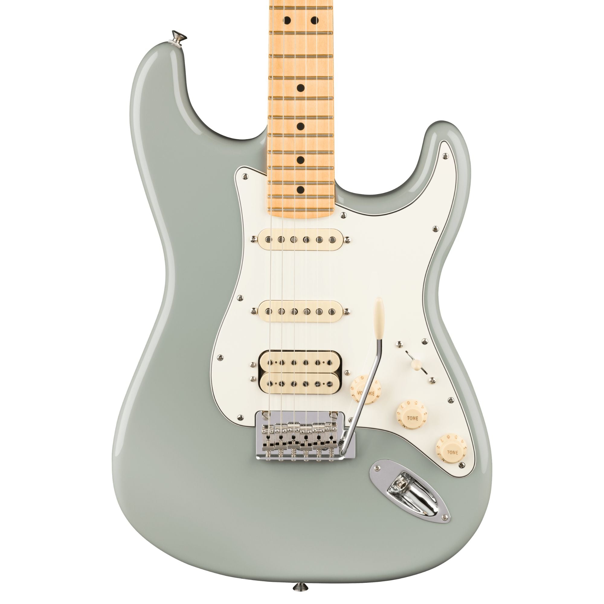 Fender Player II Stratocaster HSS electric guitar with maple fingerboard in cactus gray finish.