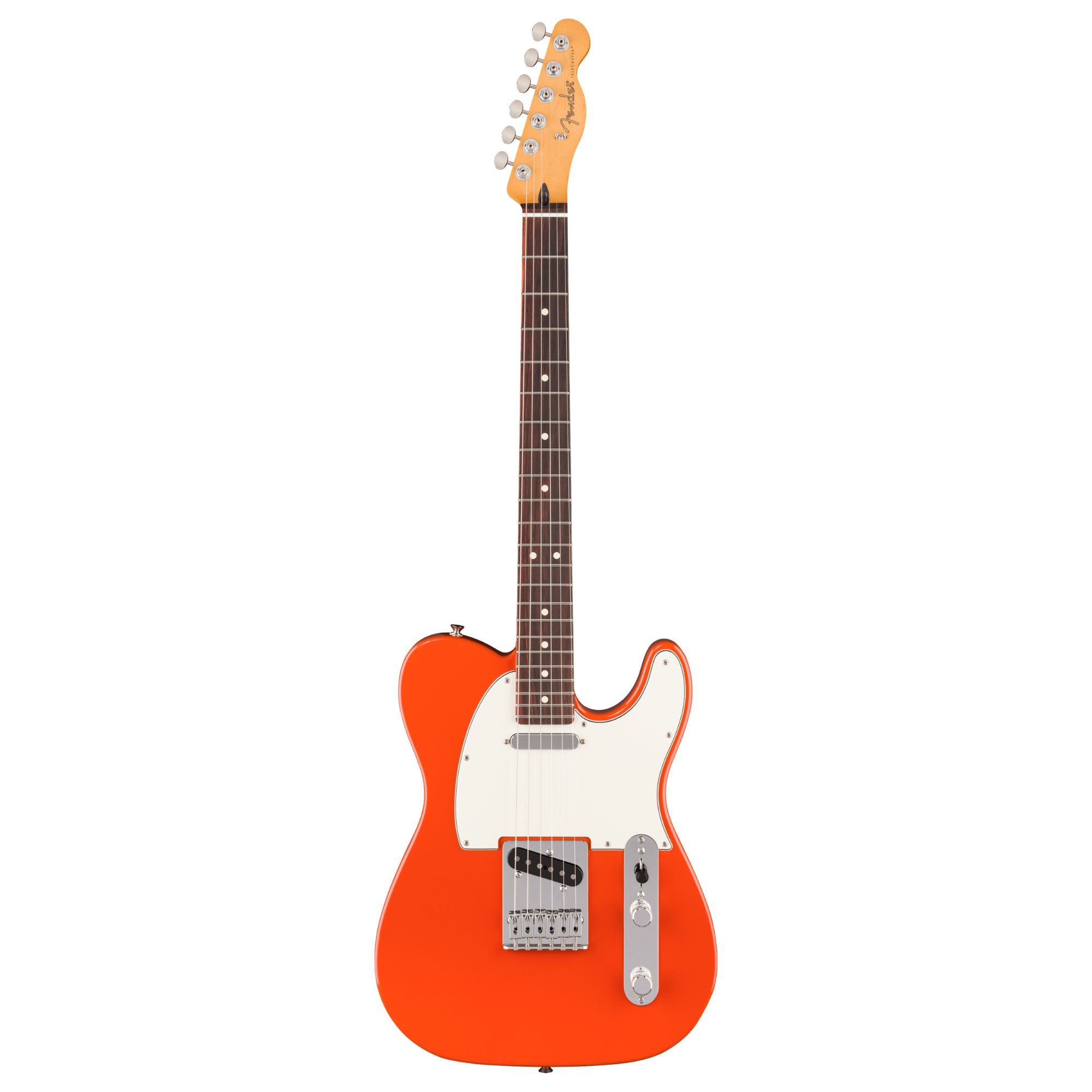 Fender Player II Telecaster electric guitar with rosewood fingerboard in Rallye Orange finish, showcasing its sleek body and hardware.