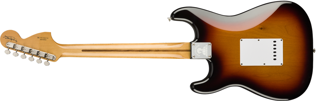Fender Jimi Hendrix Stratocaster electric guitar with maple fretboard in three-color burst finish, showcasing its iconic design.