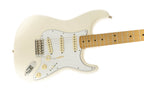 Fender Jimi Hendrix Stratocaster electric guitar with maple fretboard in Olympic White, featuring vintage-style controls and pickups.