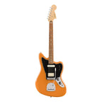 Fender Player Jag electric guitar in Capri Orange with Pau Ferro fretboard, showcasing its stylish body and hardware details.