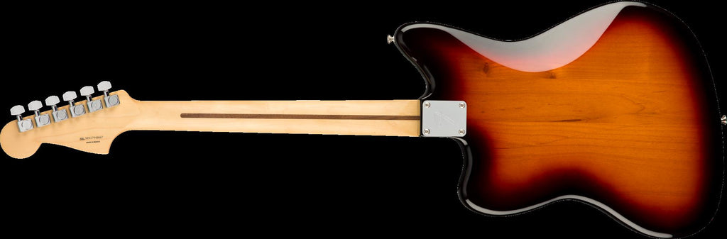 Fender Player Jazz electric guitar with Pau Ferro fretboard in 3-color burst finish, showcasing its sleek body and dual pickups.