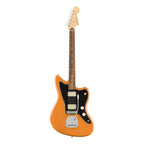 Fender Player Jazz electric guitar in Capri Orange with pau ferro fretboard, featuring a sleek body and chrome hardware.