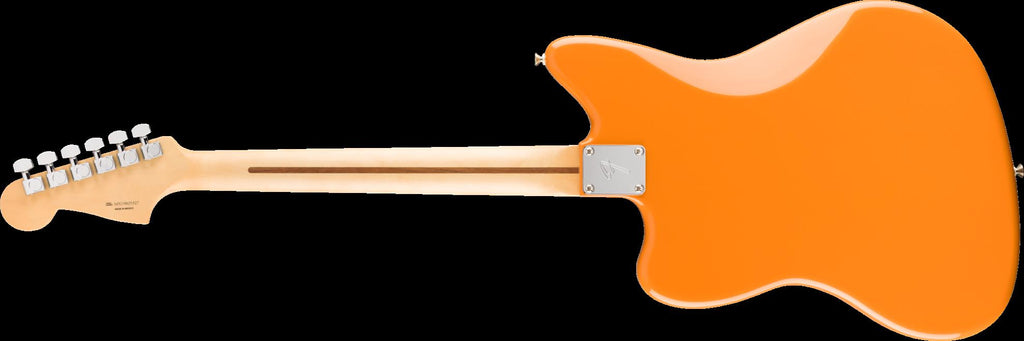 Fender Player Jazz Electric Guitar in Capri Orange with Pau Ferro fretboard, showcasing its sleek body and modern hardware.