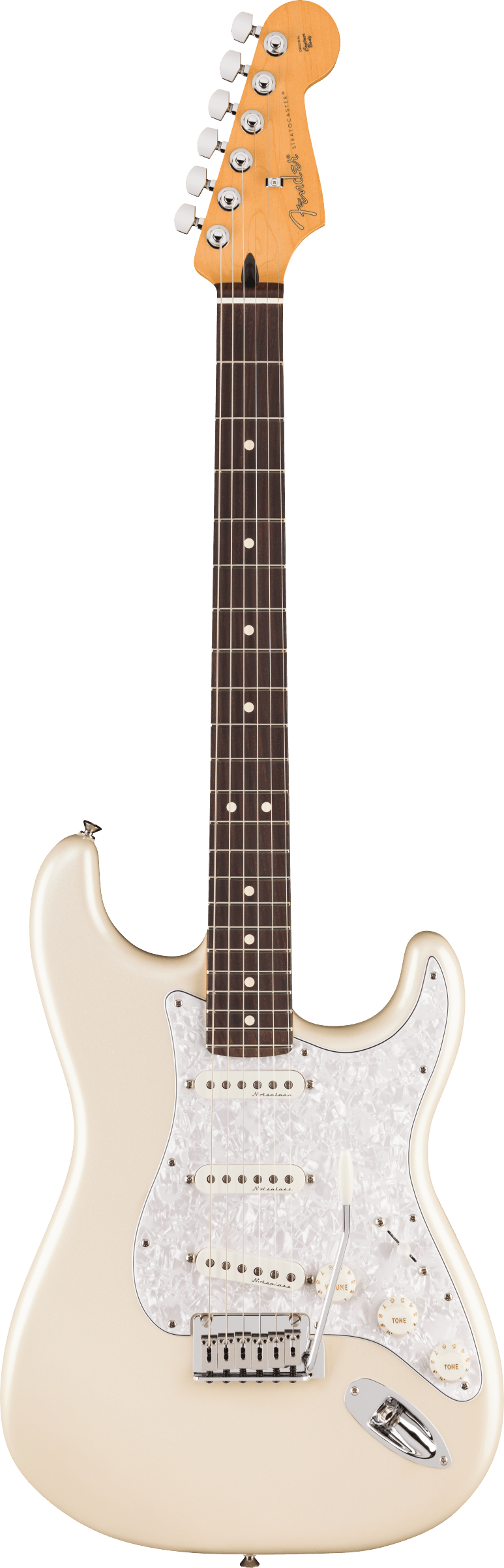 Fender Player II Modified Stratocaster electric guitar in Olympic Pearl with rosewood fingerboard and chrome hardware.