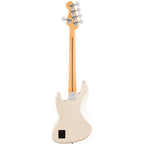 Fender Player II Modified Active Jazz Bass V in Olympic Pearl with maple fretboard, showing the sleek body and four-string design.