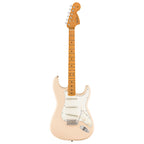 Fender Vintera III Late '60s Stratocaster electric guitar with maple fingerboard in Olympic White finish, showcasing its vintage style and design.