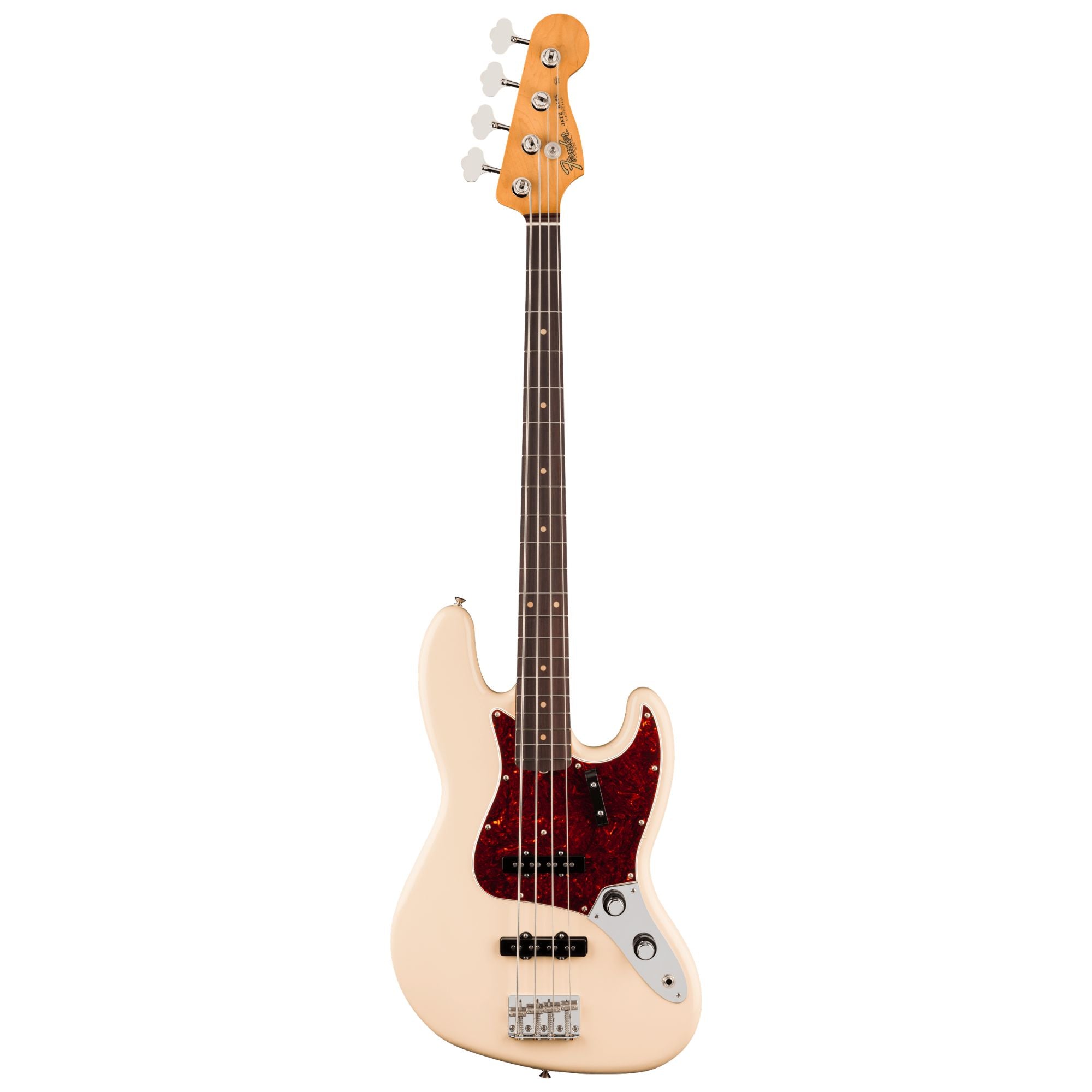 Fender Vintera III Early '60s Jazz Bass RW in Olympic White, showcasing a vintage-style electric bass guitar with rosewood fingerboard.