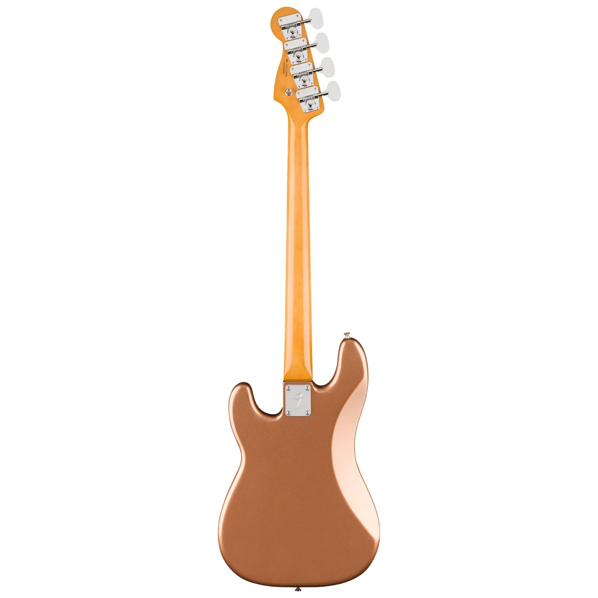 Fender Vintera III Late '60s Precision Bass with rosewood fingerboard in Firemist Gold, electric bass guitar on a stand