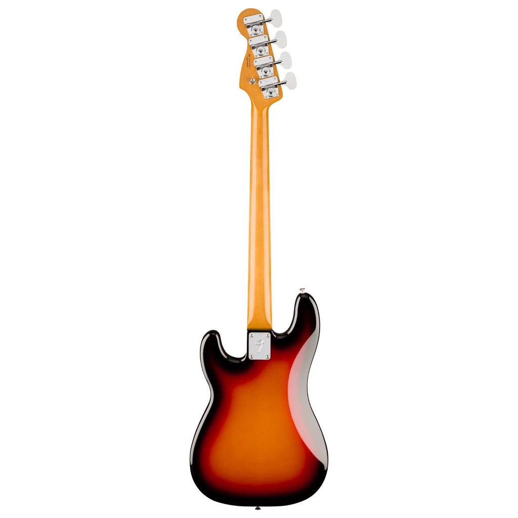 Fender Vintera III Late '60s Precision Bass with maple fingerboard in 3-Color Sunburst finish, showcasing its classic vintage design.