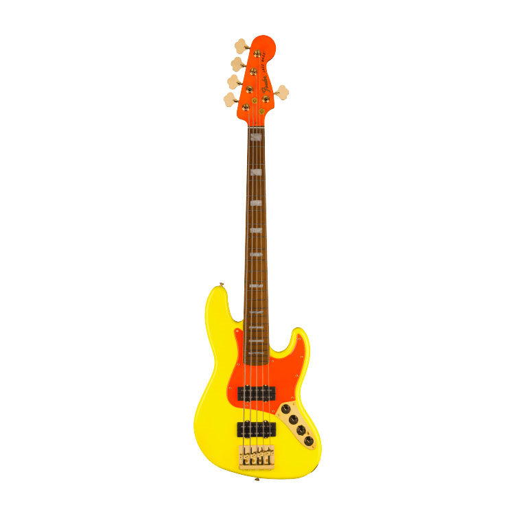 Fender MonoNeon Jazz Bass V w/Maple Fretboard - Neon Yellow