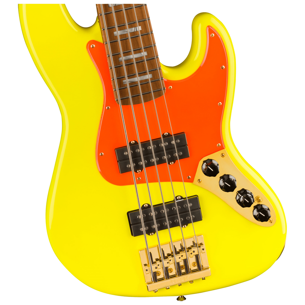 Fender MonoNeon Jazz Bass V w/Maple Fretboard - Neon Yellow