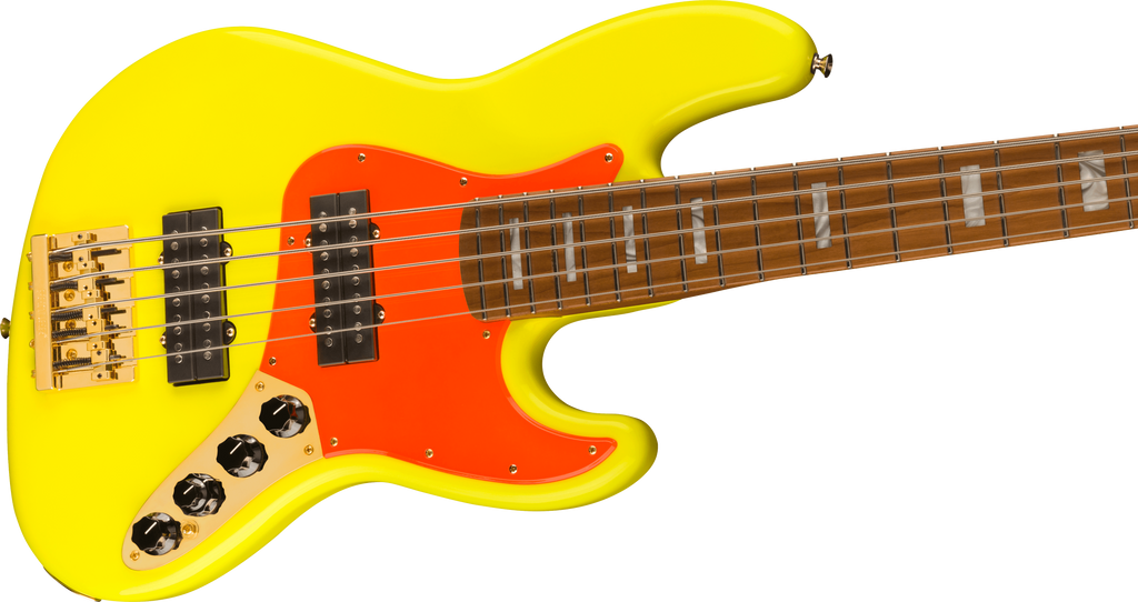 Fender MonoNeon Jazz Bass V w/Maple Fretboard - Neon Yellow