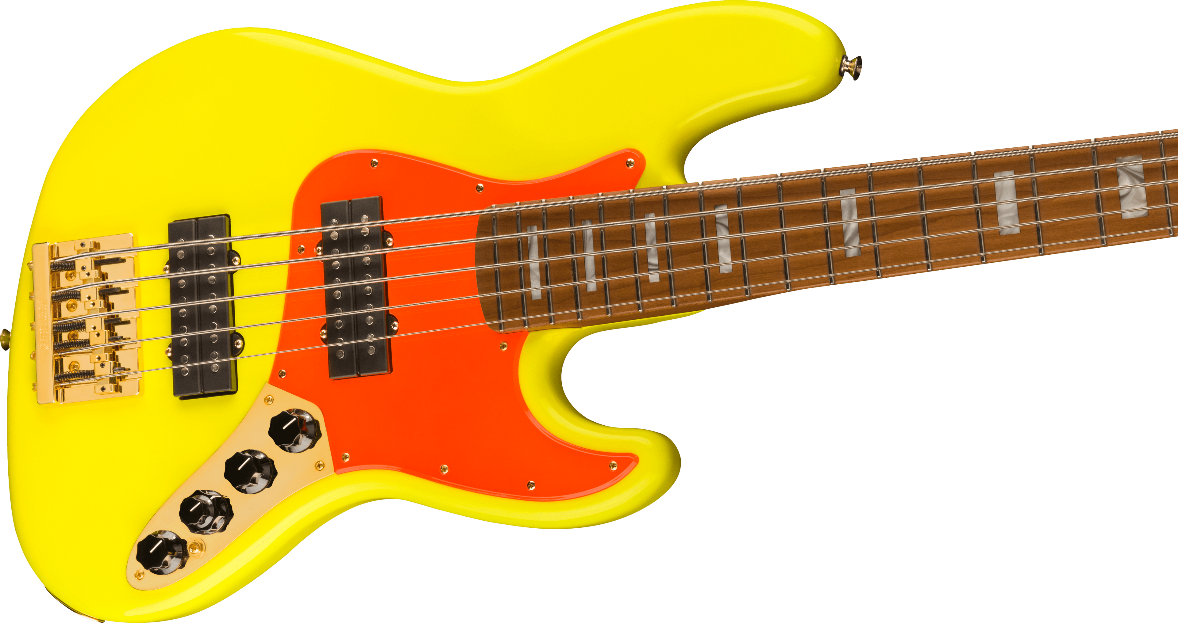 Fender MonoNeon Jazz Bass V w/Maple Fretboard - Neon Yellow