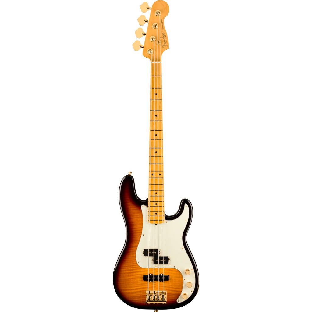 Fender 75th Anniversary American Professional II PJ Bass guitar with rosewood fingerboard and 2-color sunburst finish.