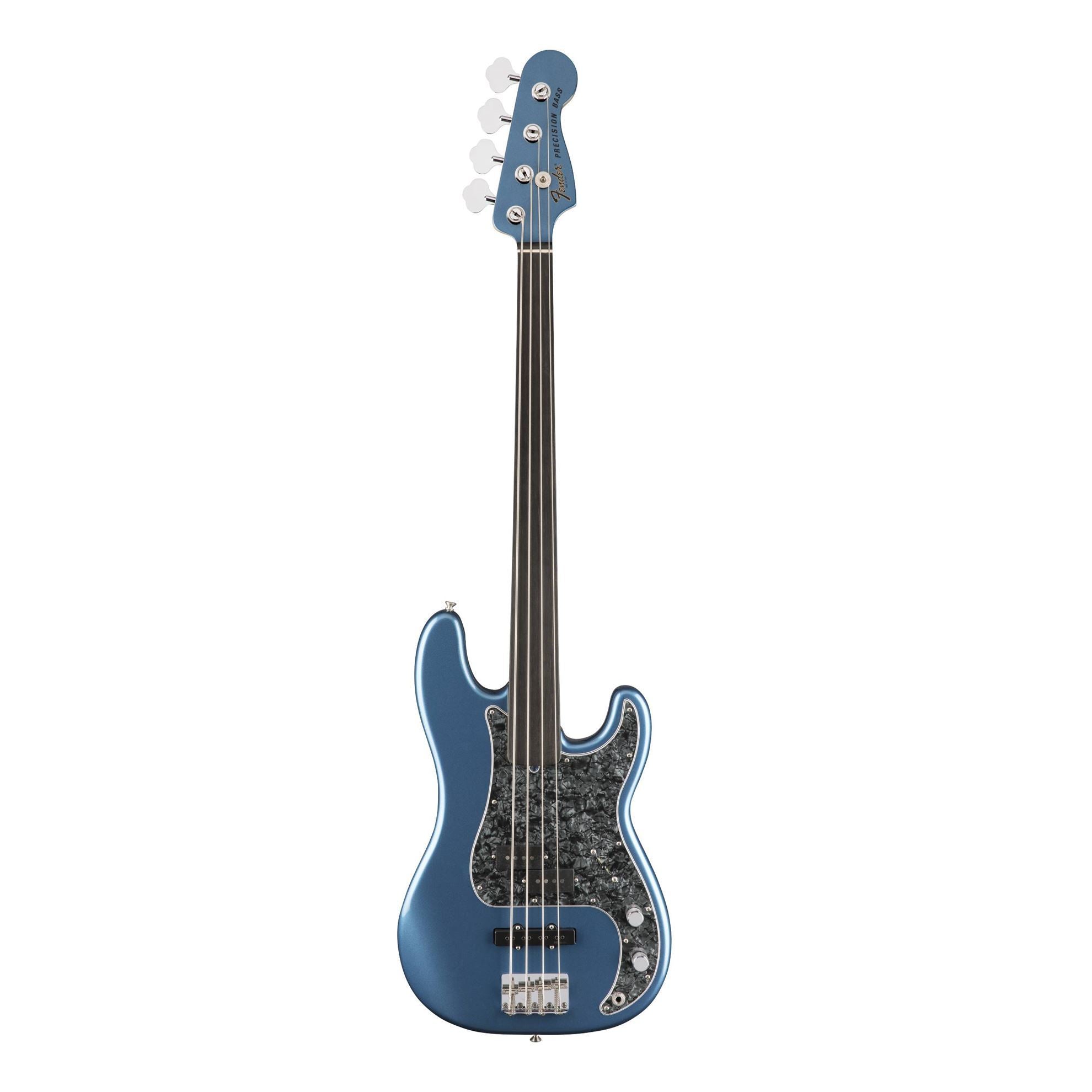 Fender Tony Franklin Fretless P Bass Guitar w/Ebony Fretboard - Lake Placid Blue