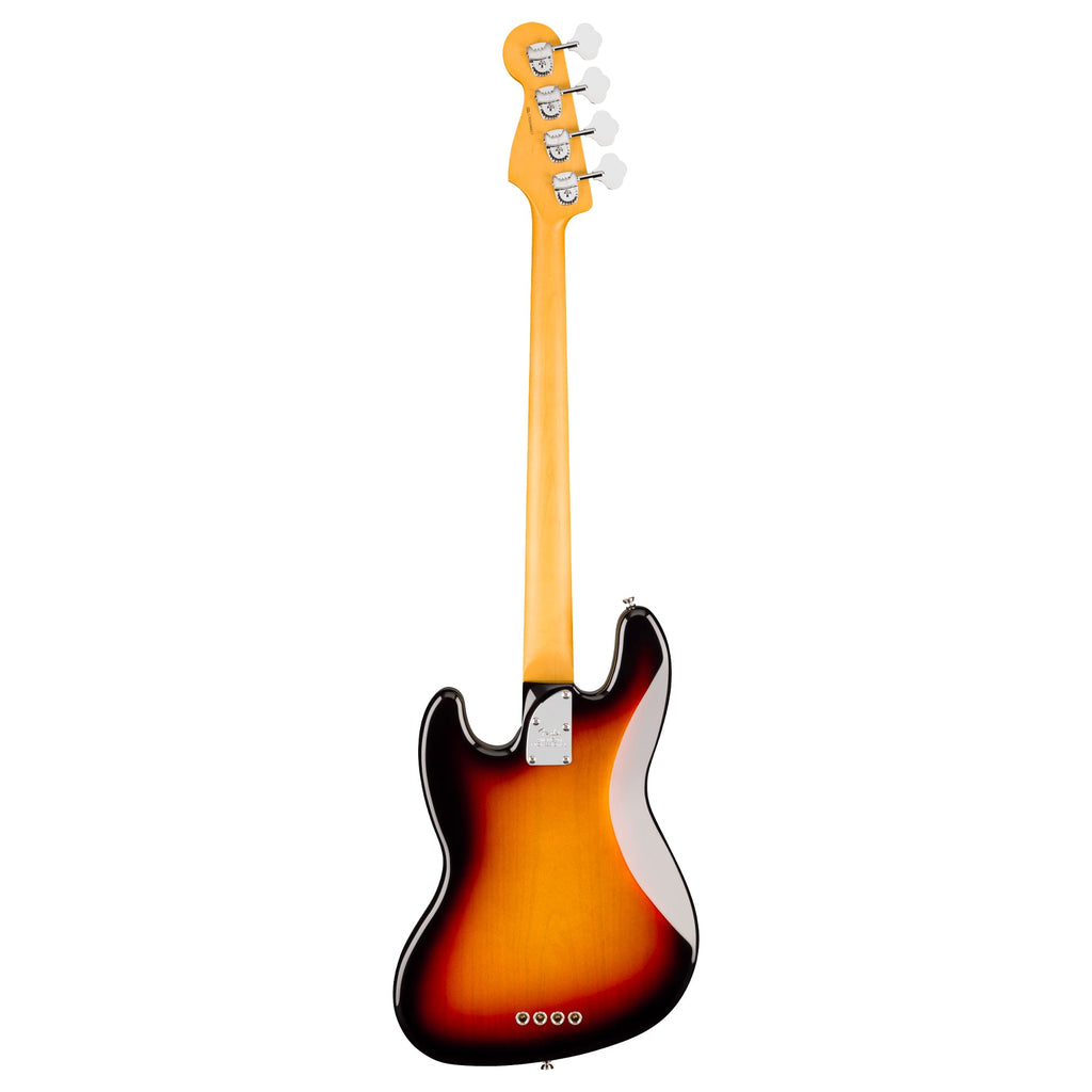 Fender American Pro Jazz Bass RW in 3-Color Sunburst finish, featuring a solid body and rosewood fingerboard, electric bass guitar.