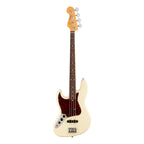 Fender American Professional II Jazz Bass LH with rosewood fretboard in Olympic White, showcasing the left-handed bass guitar.