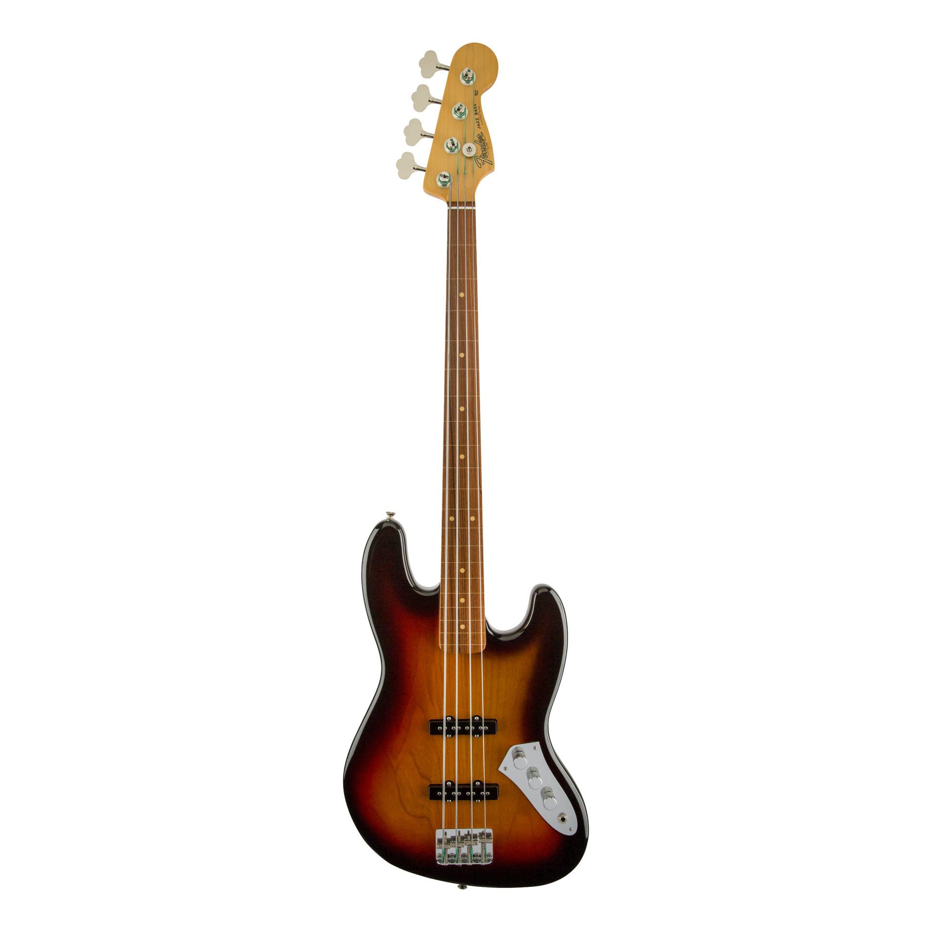 Fender Jaco Pastorius Jazz Fretless Bass Guitar w/Pau Ferro Fretboard - 3 Colour Burst